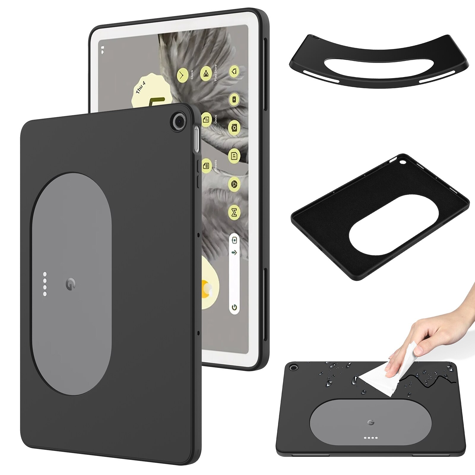 Husa tableta pentru Google Pixel, silicon lichid, rezistent la socuri, culoare neagra