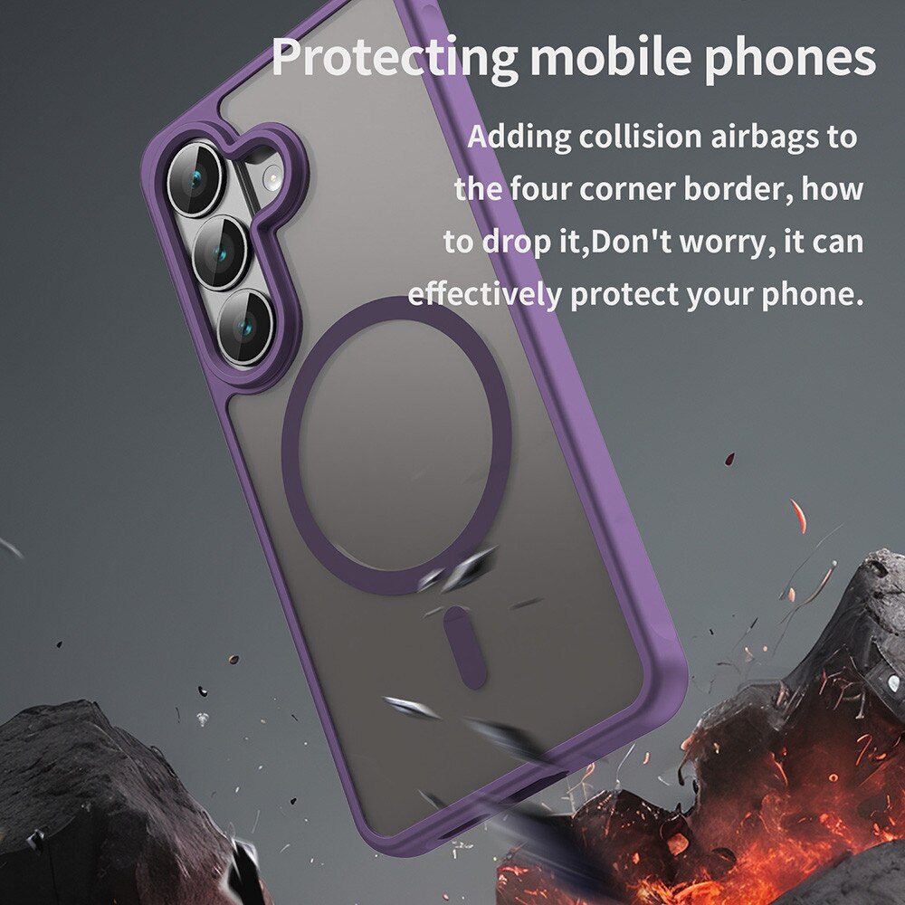 Husa Matte MagSafe pentru Samsung Galaxy S26 Plus, protectie completa, contur Mov