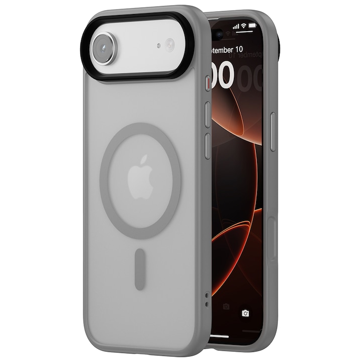 Husa compatibila cu Incarcare Magsafe pentru Apple iPhone 17 Air, CASEY STUDIOS™, de Protectie, Slim, pentru Incarcare Wireless, Margini Ridicate pentru Protectia Ecranului si a Camerelor, Gri Deschis