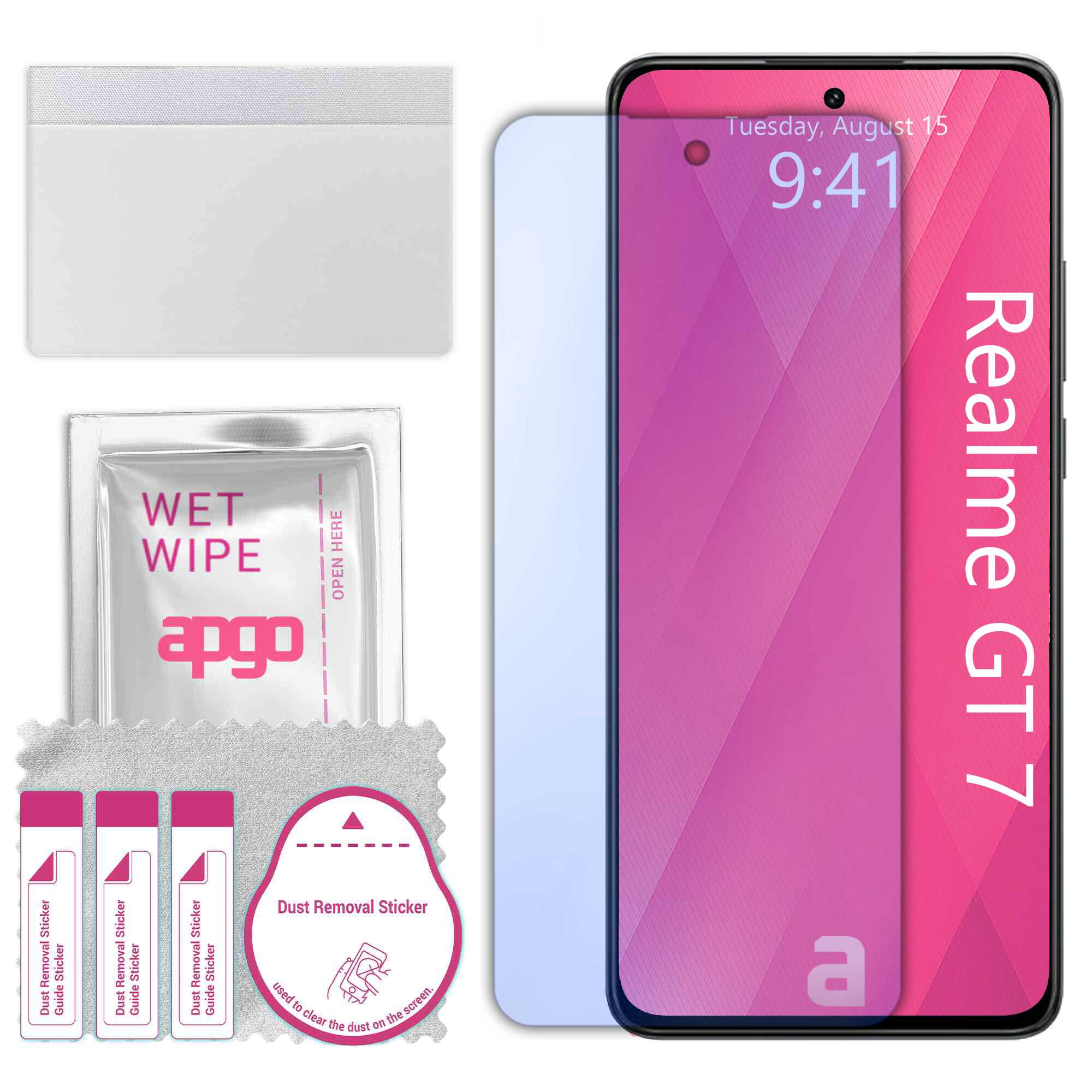 Sticla de protectie apgo pentru Realme GT 7 – sticla hibrida, securizata pentru display, lucioasa, pro flexible Hybrid Glass, 9H, full glue