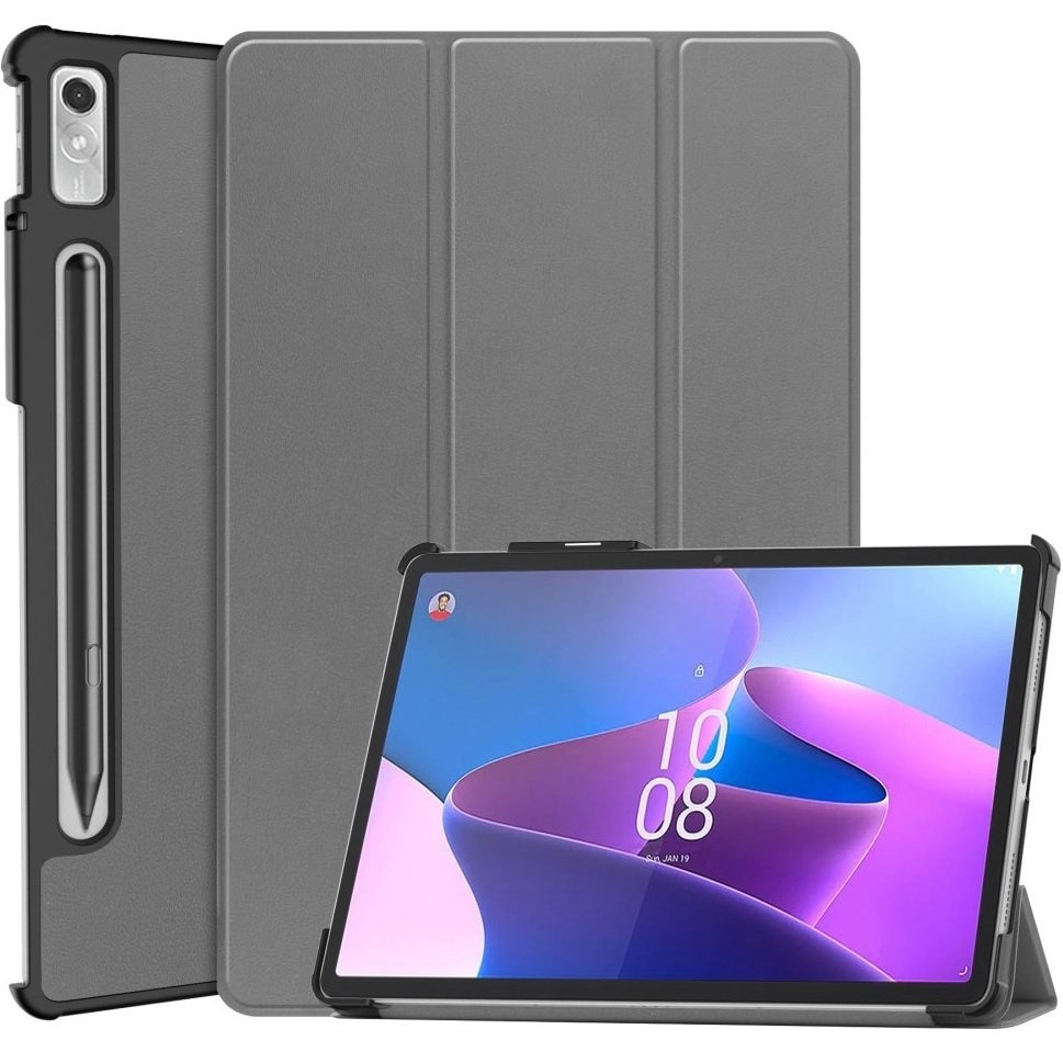 Husa pentru tableta, XGSM, Lenovo Tab P11 Pro Gen 2, tri-fold, cu loc pentru stylus, gri, 11.2"