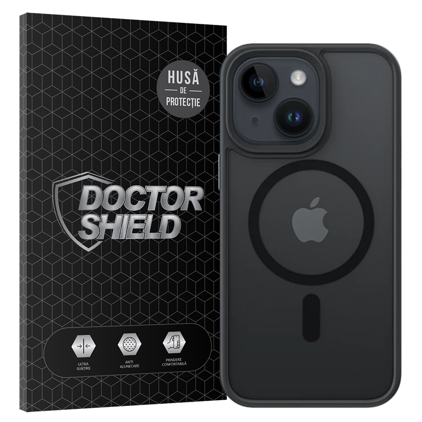 Husa de Protectie, Compatibila Apple iPhone 14 Plus, Doctor Shield Fantom, MagSafe - Negru