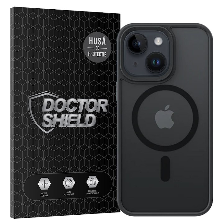 Husa de Protectie, Compatibila Apple iPhone 14 Plus, Doctor Shield Fantom, MagSafe - Negru
