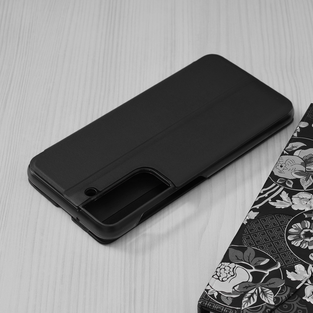 Husa compatibila cu Samsung Galaxy S21 FE 5G, Minimalist Design, U41, Piele ecologica, Pitch Black