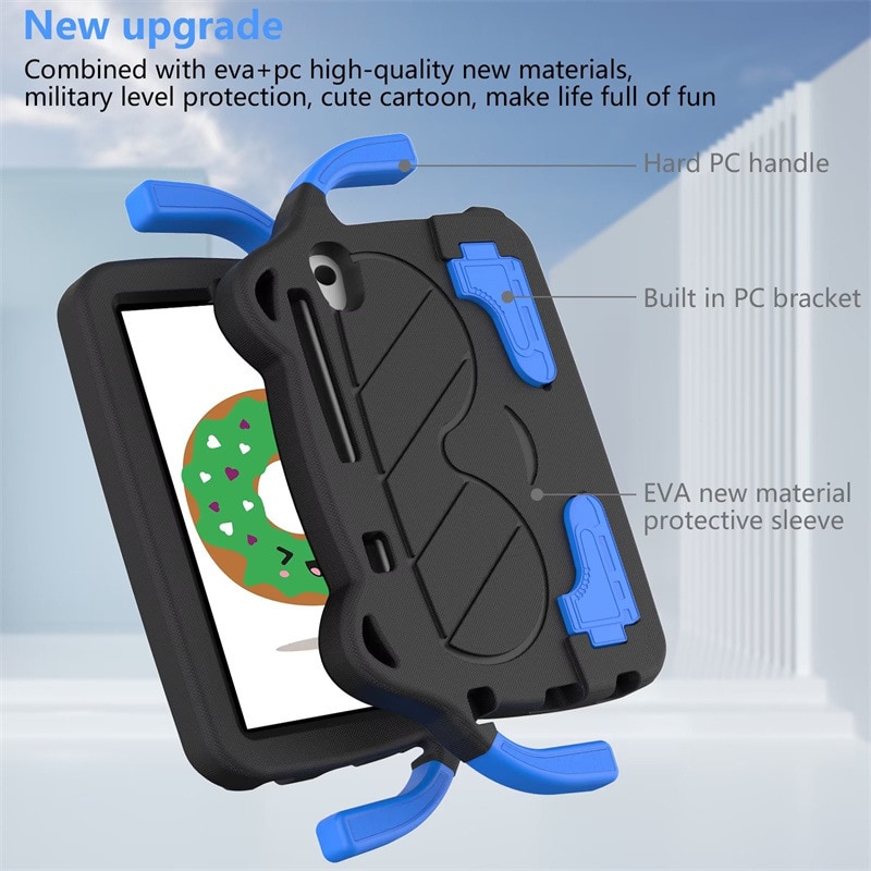 Husa de protectie pentru tableta pentru copii, Aiorber, compatibila cu Samsung Tab A9 8.7" X115 2023, rezistenta la socuri, cu suport, design dragut cu personaje de desene animate, negru