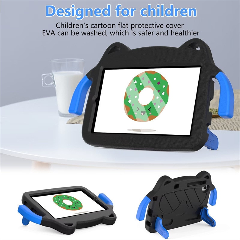 Husa de protectie pentru tableta pentru copii, Aiorber, compatibila cu Samsung Tab A9 8.7" X115 2023, rezistenta la socuri, cu suport, design dragut cu personaje de desene animate, negru
