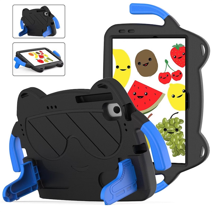 Husa de protectie pentru tableta pentru copii, Aiorber, compatibila cu Samsung Tab A9 8.7" X115 2023, rezistenta la socuri, cu suport, design dragut cu personaje de desene animate, negru
