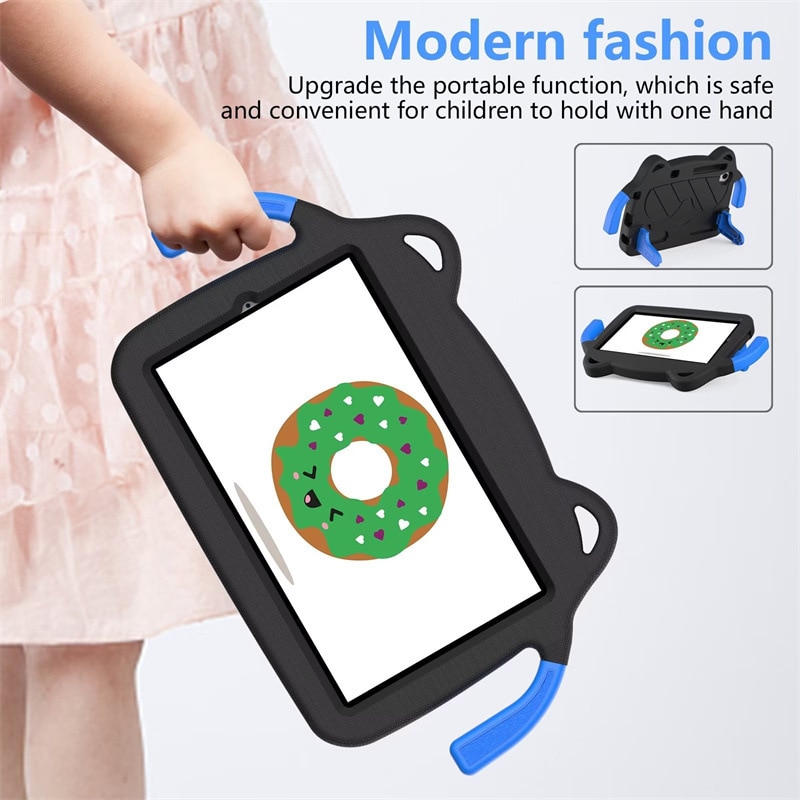 Husa de protectie pentru tableta pentru copii, Aiorber, compatibila cu Samsung Tab A9 8.7" X115 2023, rezistenta la socuri, cu suport, design dragut cu personaje de desene animate, negru