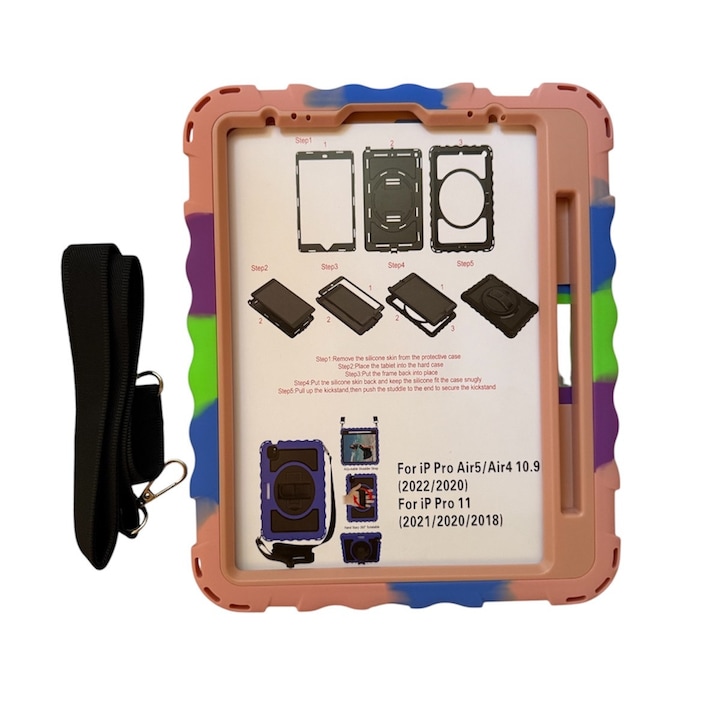 Husa compatibila cu iPad Air4/Air5 10.9 (20/22) iPad Pro 11 (18/20/21) Roz Multicolor