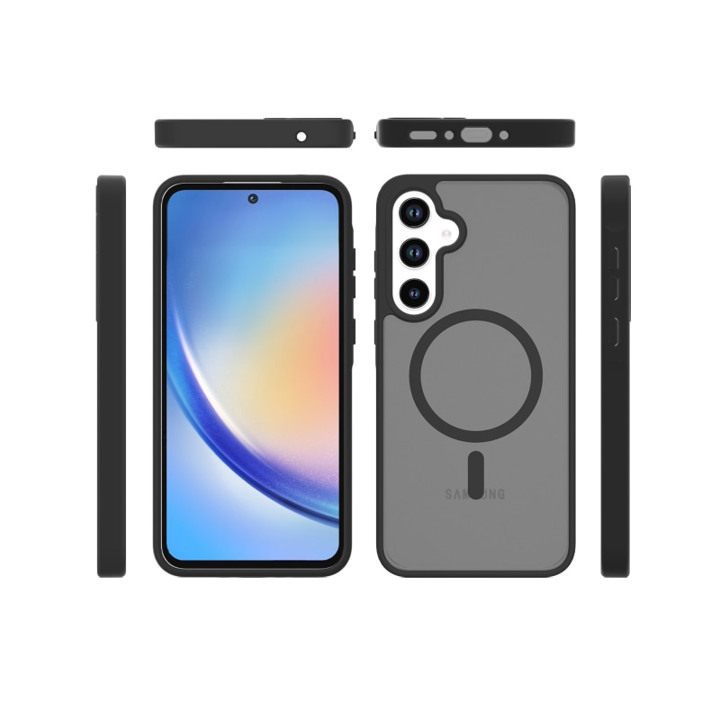 Carcasa magnetica pentru Samsung Galaxy A36/A56 5G, TPU+PC, albastru, antichoc, mat – Rezistenta la Amprente, Protectie Totala, Cu Inel Magnetic, MagSafe, Wireless
