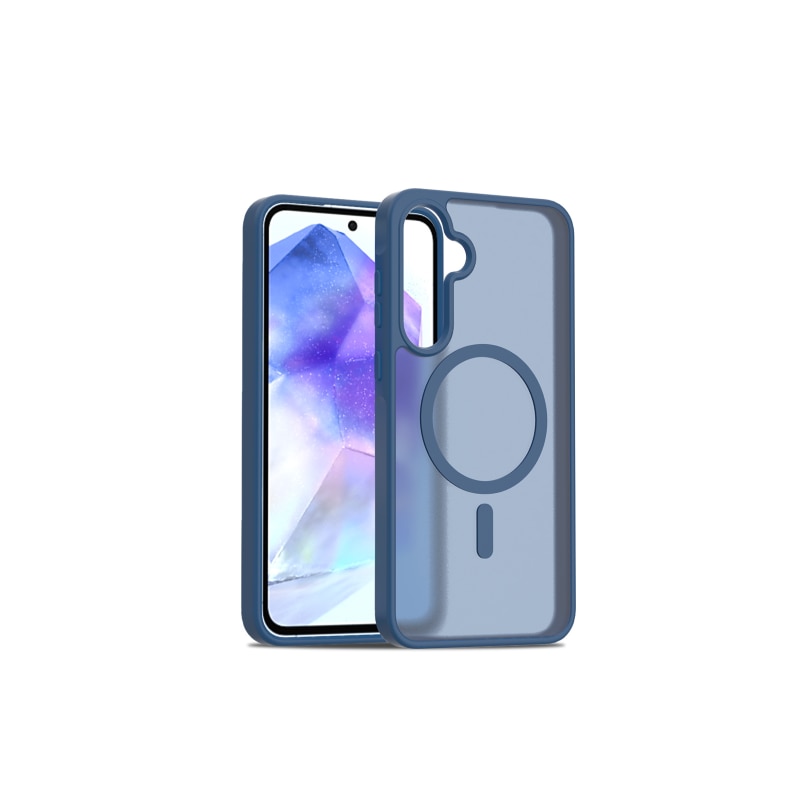 Carcasa magnetica pentru Samsung Galaxy A36/A56 5G, TPU+PC, albastru, antichoc, mat – Rezistenta la Amprente, Protectie Totala, Cu Inel Magnetic, MagSafe, Wireless