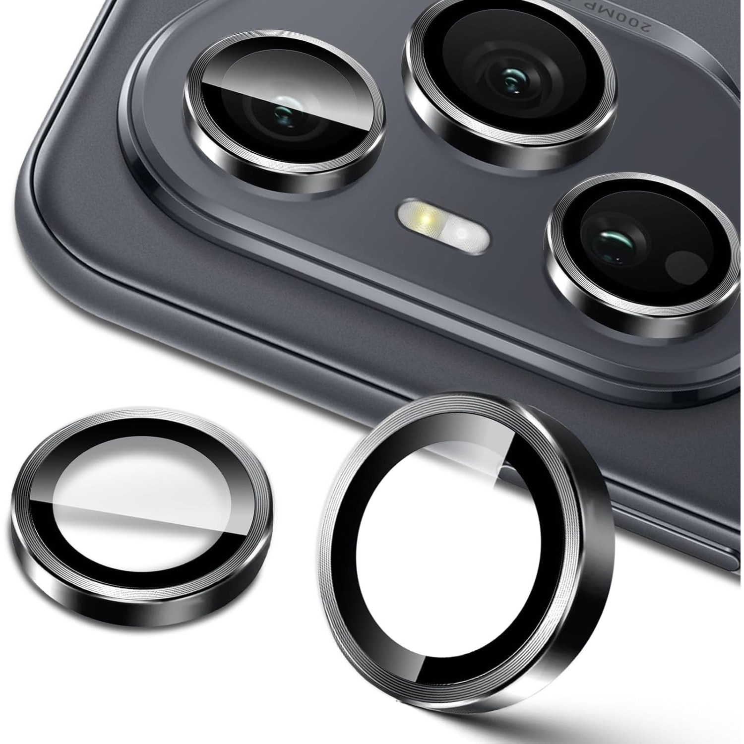Pentru Honor 400 Pro Protector de lentile camerei din sticla temperata, film de lentile individuale 9H Hardness HD, inel de metal + sticla de protectie, protectie impotriva zgarieturilor - 1 bucata
