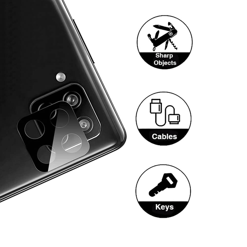 Folie protectie camera, Sticla, pentru Samsung A12, rezistent la socuri, Negru