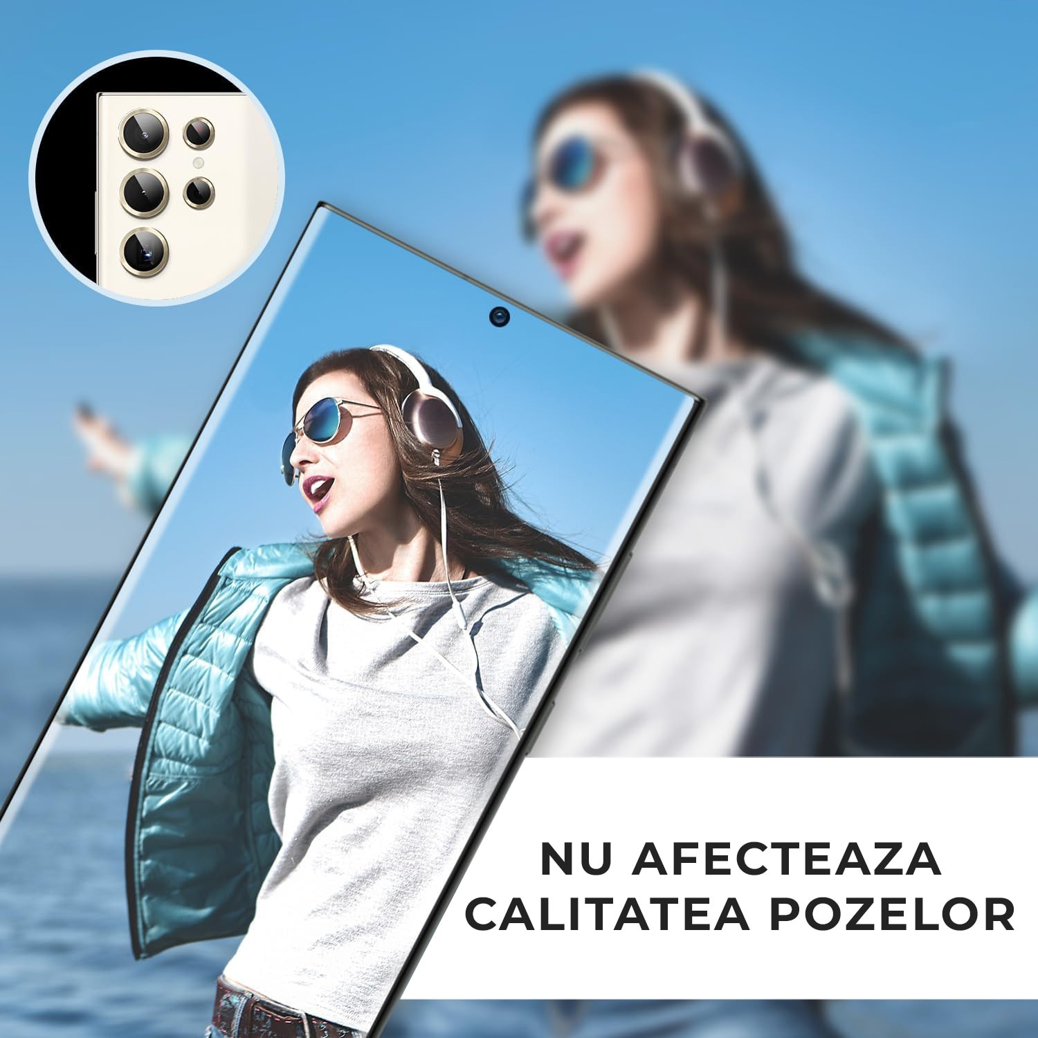 Folie Camera Daden din sticla pentru Samsung S24 Ultra, Full Cover, Protectie Profesionala, Ultra Rezistenta, Calitate Premium, Gold/Auriu