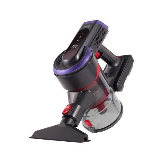 Aspirator vertical fara fir Primo PRVC-40483, BLDC motor 400W, 25.9V, capaciate rezervor 1.2 l, tub telescopic, timp maxim de functionare 55 min, violet-negru