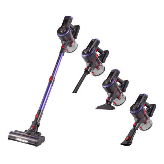 Aspirator vertical fara fir Primo PRVC-40483, BLDC motor 400W, 25.9V, capaciate rezervor 1.2 l, tub telescopic, timp maxim de functionare 55 min, violet-negru