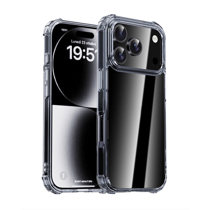 Husa protectie Mat-Tech compatibila cu iPhone 17 Pro Max, Margini ridicare camera, Colturi anti-soc, Decupaje Precise, Rezistenta la impact, Transparenta