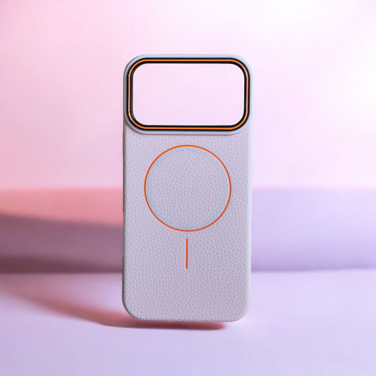 Husă Magnetică pentru iPhone 17 Pro Max, Case, TPU Textură Piele, Roz, Margini Ridicate