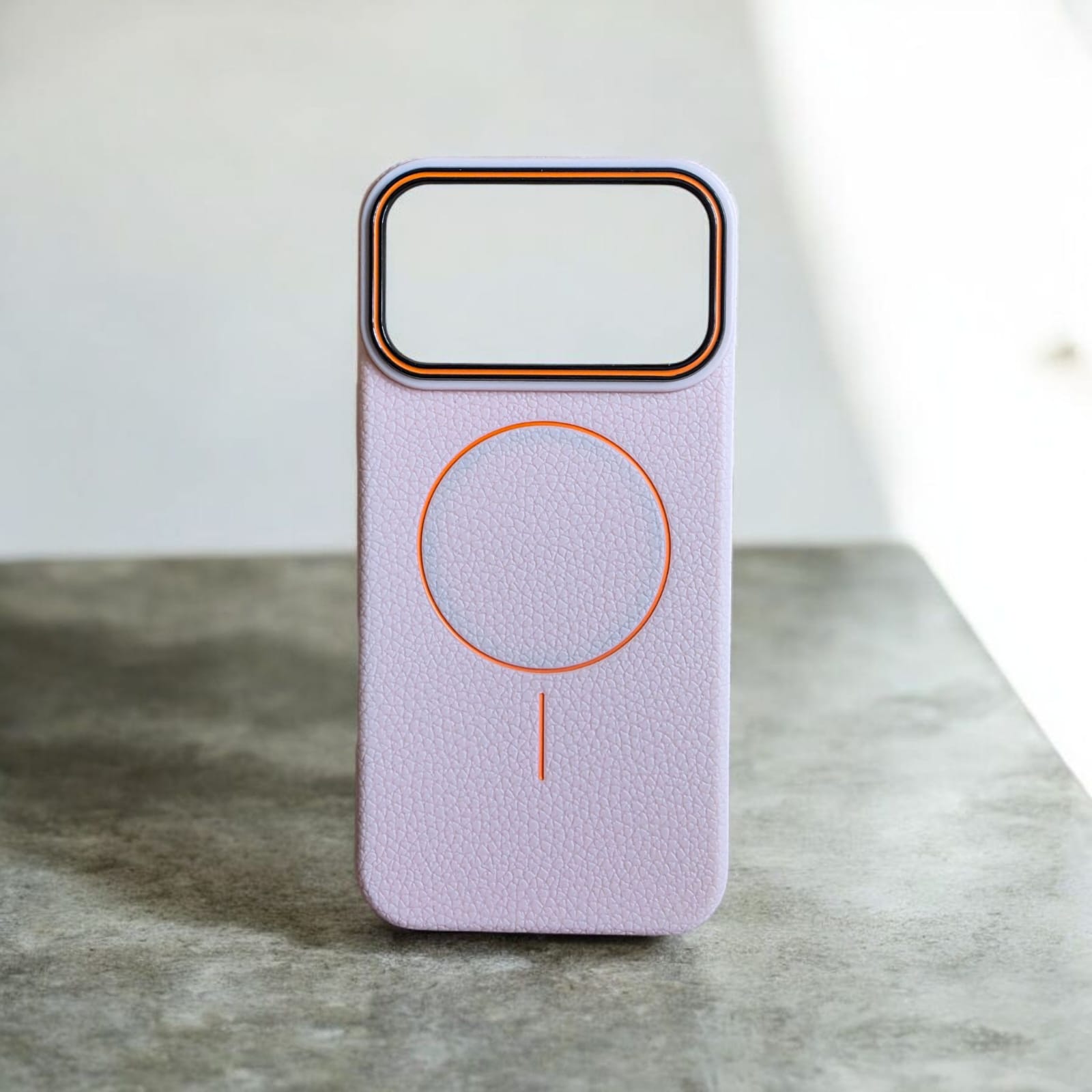 Husă Magnetică pentru iPhone 17 Pro Max, Case, TPU Textură Piele, Roz, Margini Ridicate