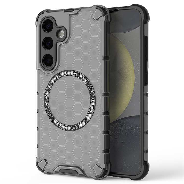 Husa compatibil cu Samsung Galaxy S23 Fe cu protectie spate si margini anti-soc, Fumuriu – Model Fagure