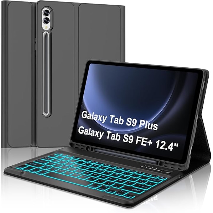 Husa si tastatura cu Iluminare compatibila cu Samsung Tab FE+/S9 FE Plus 12 "4"
