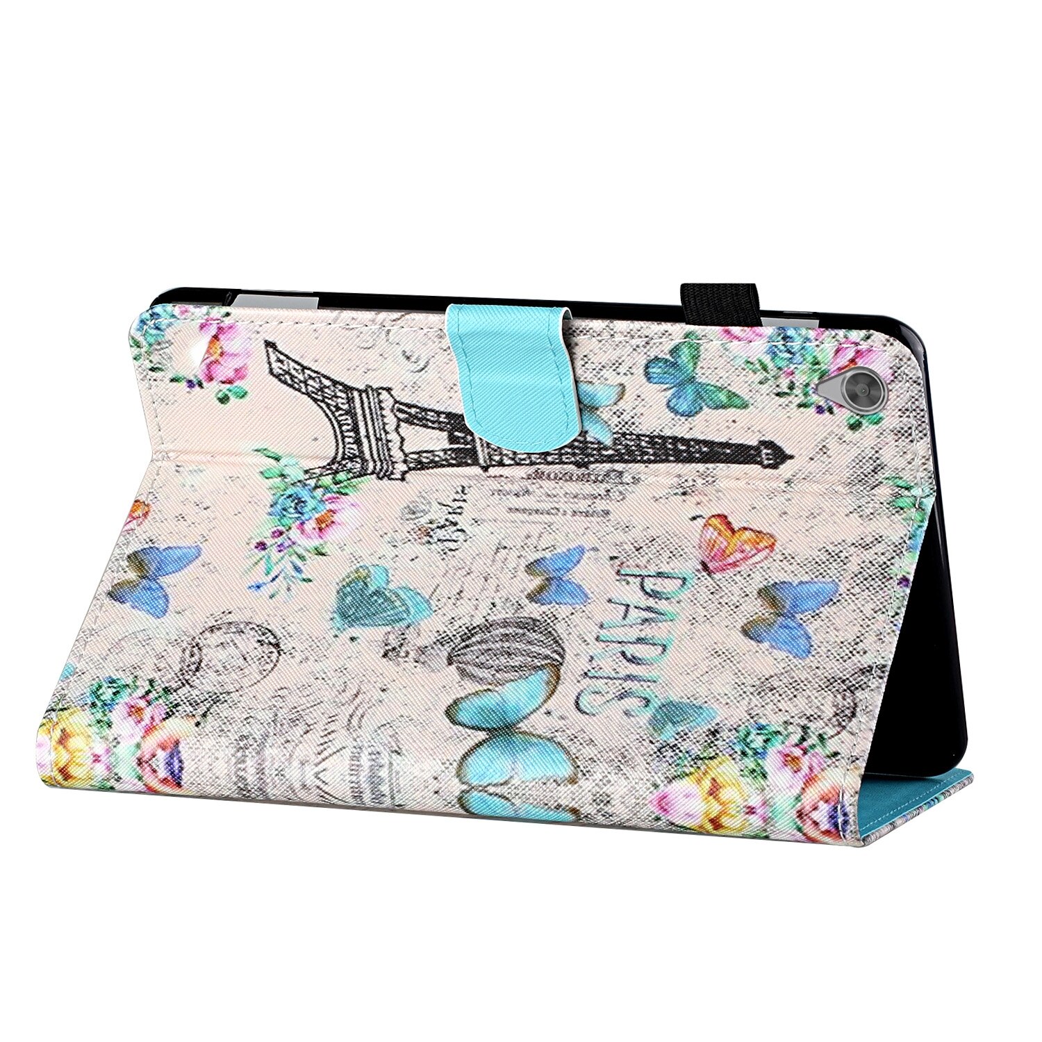 Husa tableta pentru Lenovo Tab M10 HD 2nd Gen TB-X306X, piele PU + TPU, tip carte cu suport si sloturi pentru carduri si pen, culoare cu desen colorat, protectie anti-alunecare, sleep/wake-up