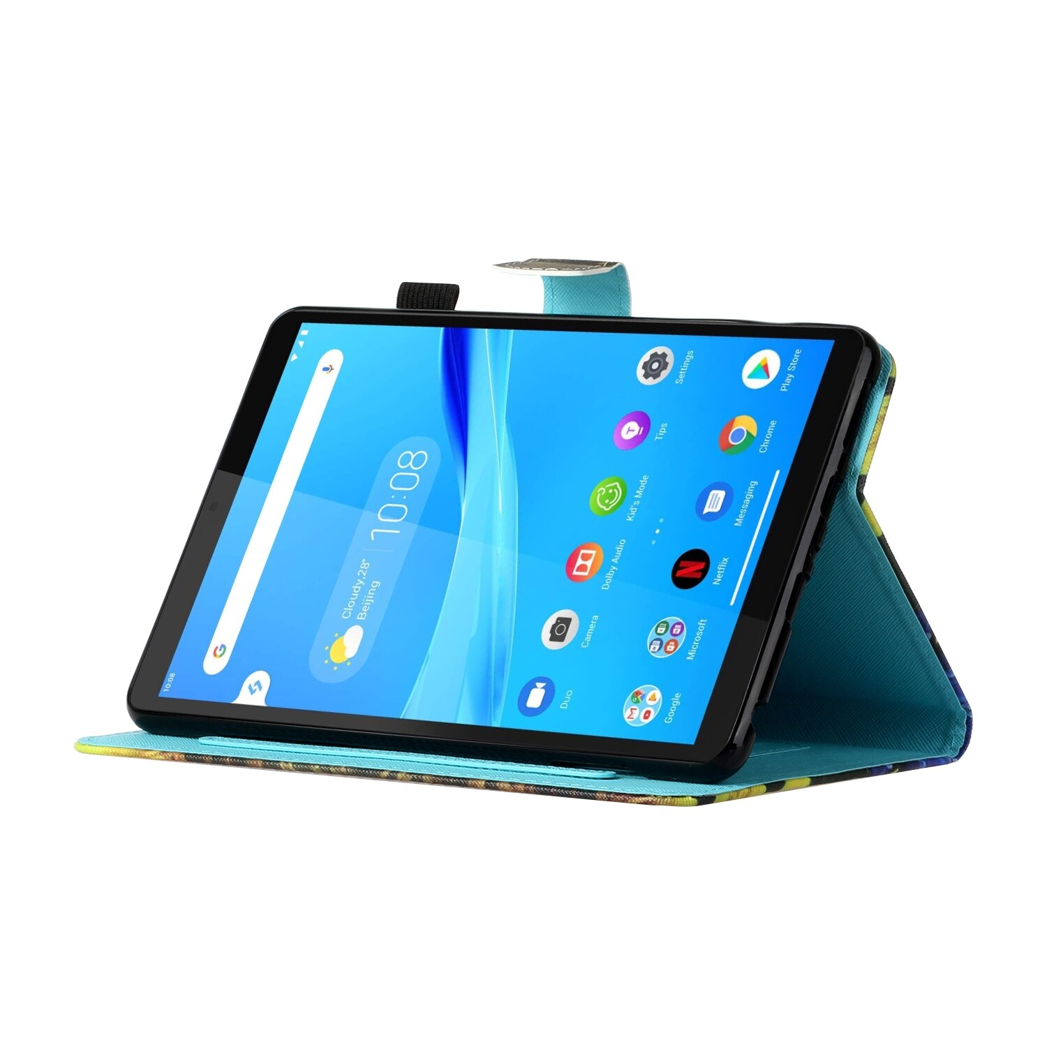 Husa tableta pentru Lenovo Tab M10 HD 2nd Gen TB-X306X, piele PU + TPU, tip carte cu suport si sloturi pentru carduri si pen, culoare cu desen colorat, protectie anti-alunecare, sleep/wake-up