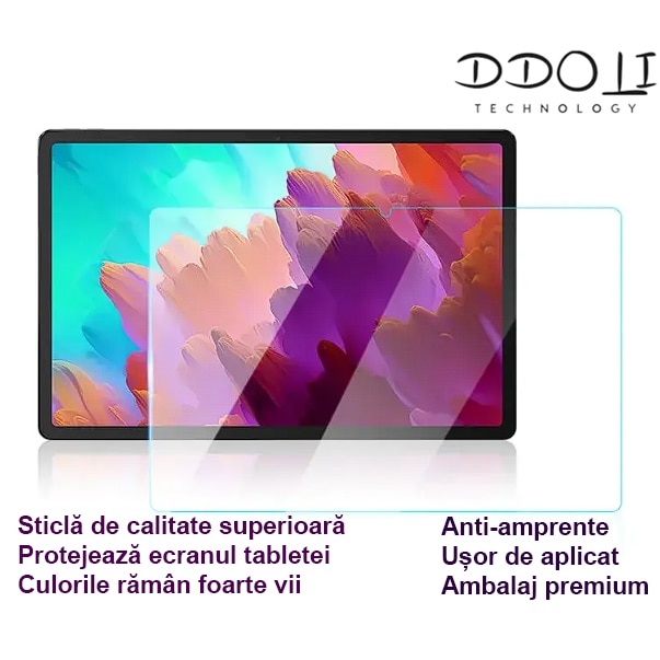 Folie protectie sticla DDOLI® pentru tableta Lenovo P12, 12.7 inch cu extraprotectie transport