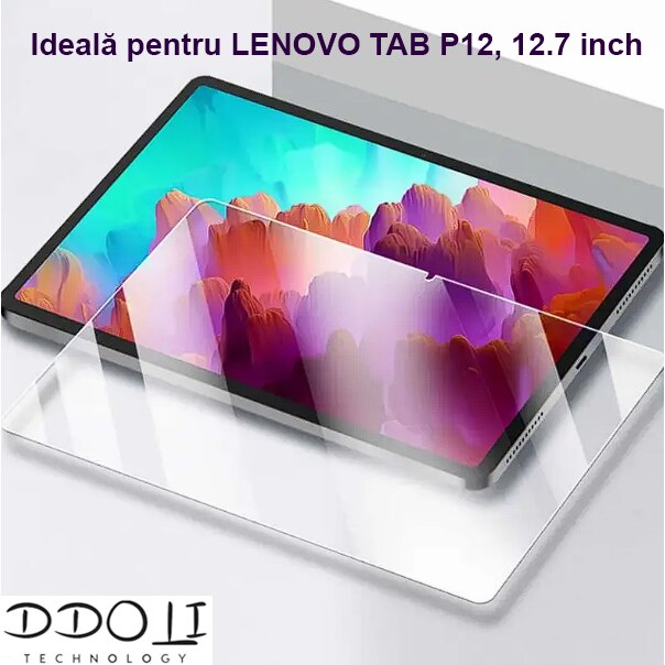 Folie protectie sticla DDOLI® pentru tableta Lenovo P12, 12.7 inch cu extraprotectie transport