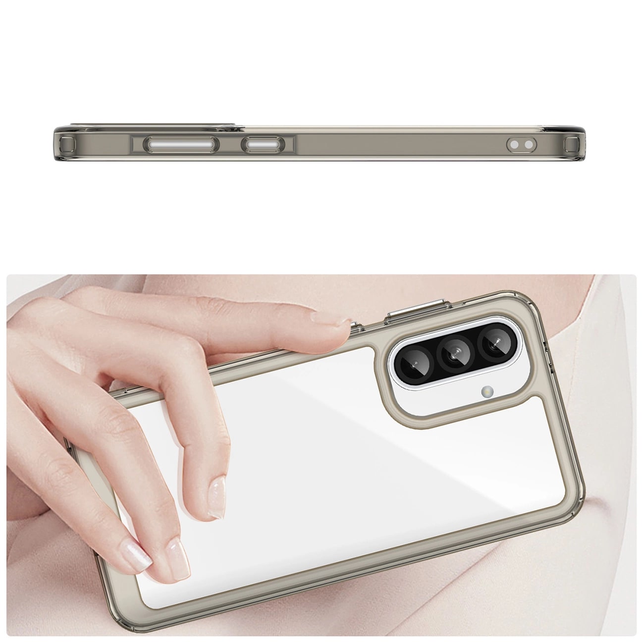 Carcasa Outer Space compatibila cu Samsung Galaxy A56 5G Negru transparent