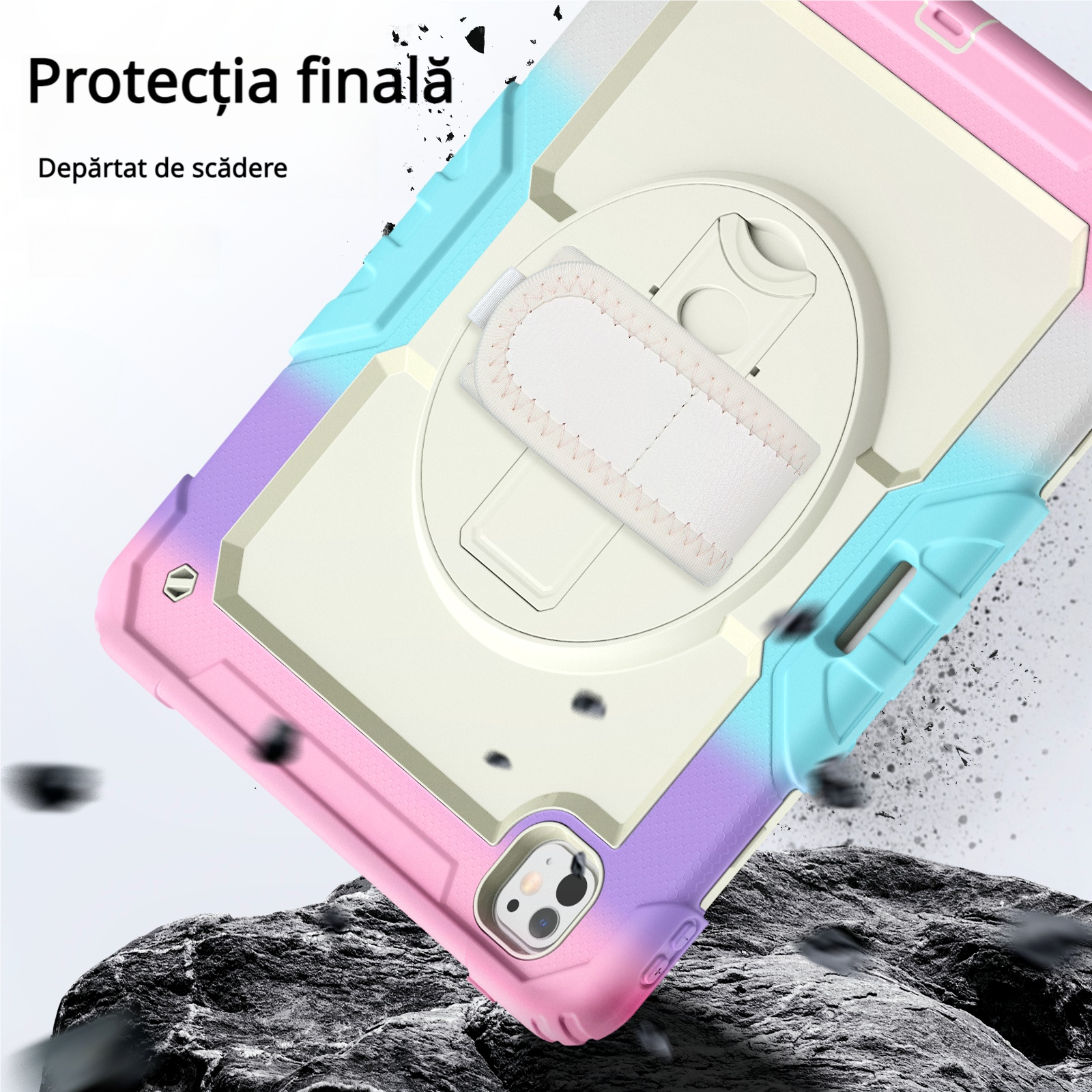 Husa Pentru iPad Pro 13 inch 7 generatie 2024, Rezistenta De Protectie Pentru Intregul Corp, Cu Stilou Optic Universal (Nereincarcabil), Protectie Pentru EEcran, Suport Rotativ, Curea, Roz