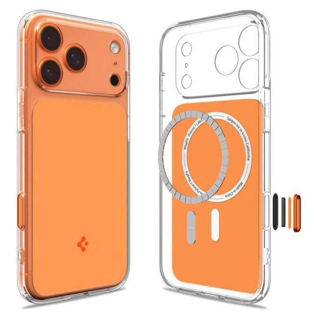 Husa Spigen Pentru iPhone 17 Pro Max, Hybrid T MagSafe, Protectie La Camere si Colturi, Functie MagSafe, Glossy Orange - 6063