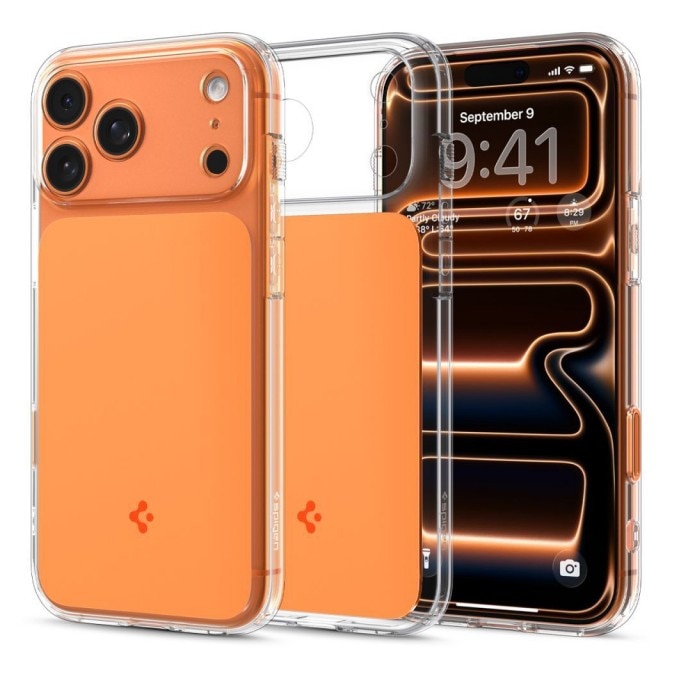 Husa Spigen Pentru iPhone 17 Pro Max, Hybrid T MagSafe, Protectie La Camere si Colturi, Functie MagSafe, Glossy Orange - 6063