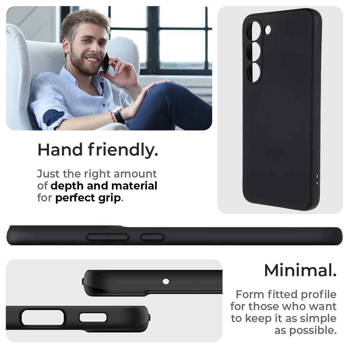 Husa pentru Samsung S22, Mata, Ultrasubtire, din silicon gel, cu decupaje la camere, 0.3mm, antiamprente, Gekko, Neagra