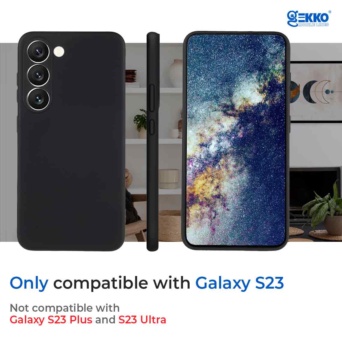 Husa pentru Samsung S22, Mata, Ultrasubtire, din silicon gel, cu decupaje la camere, 0.3mm, antiamprente, Gekko, Neagra