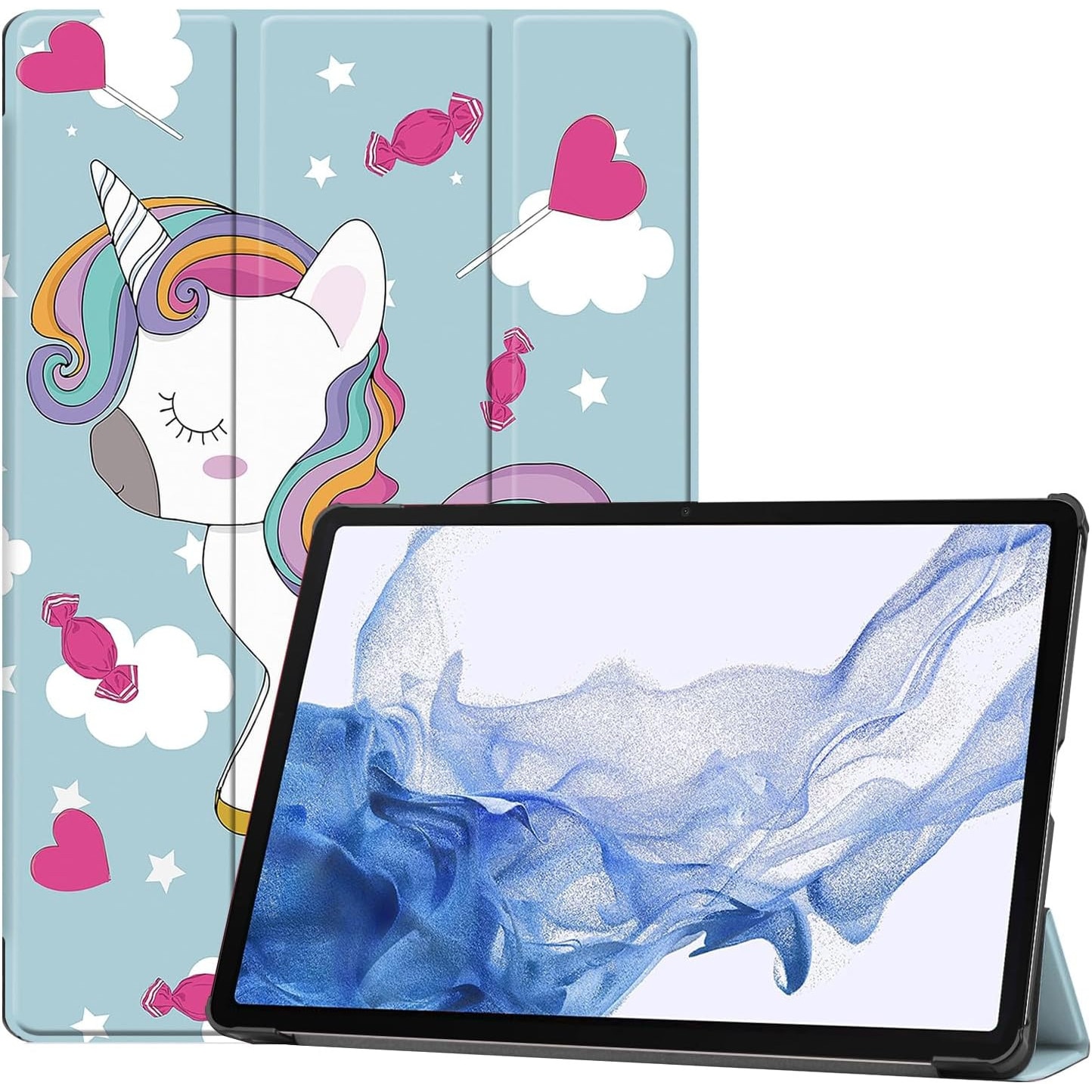 Husa Ultra Slim, Revomag, pentru Samsung Galaxy Tab S9 Plus 12.4", Smart Cover - Unicorn