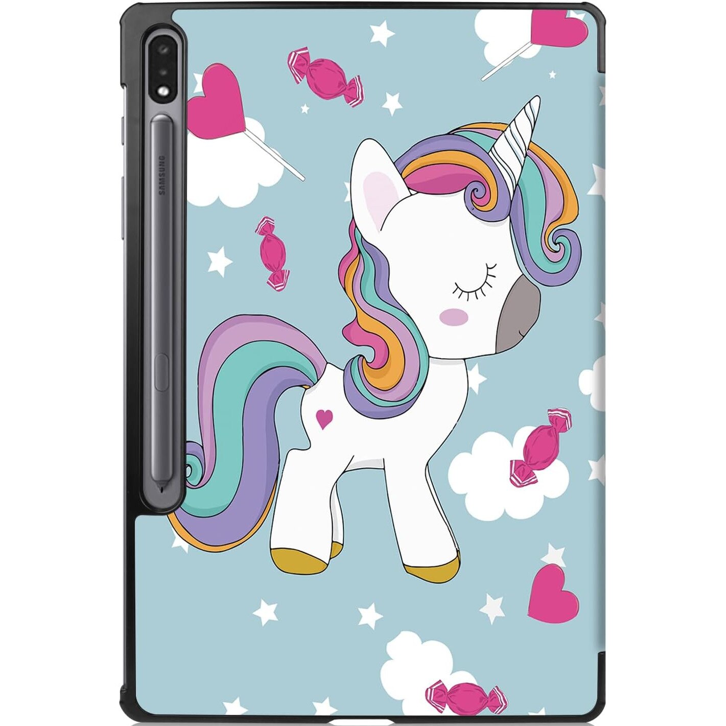 Husa Ultra Slim, Revomag, pentru Samsung Galaxy Tab S9 Plus 12.4", Smart Cover - Unicorn