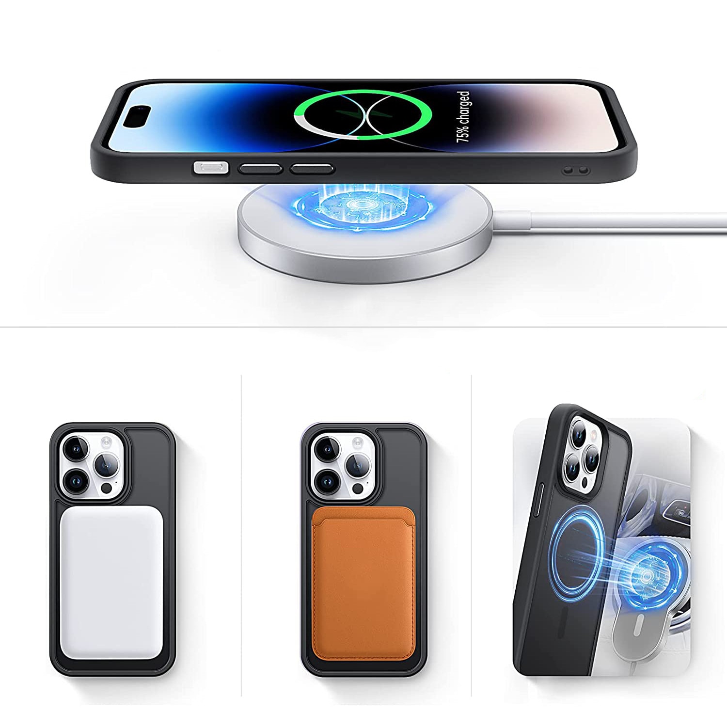 Husa pentru IPhone 14 PRO MAX, MobileSmart MagSafe, Hybrid ultra slim, carcasa spate Antisoc, hardcase, Negru