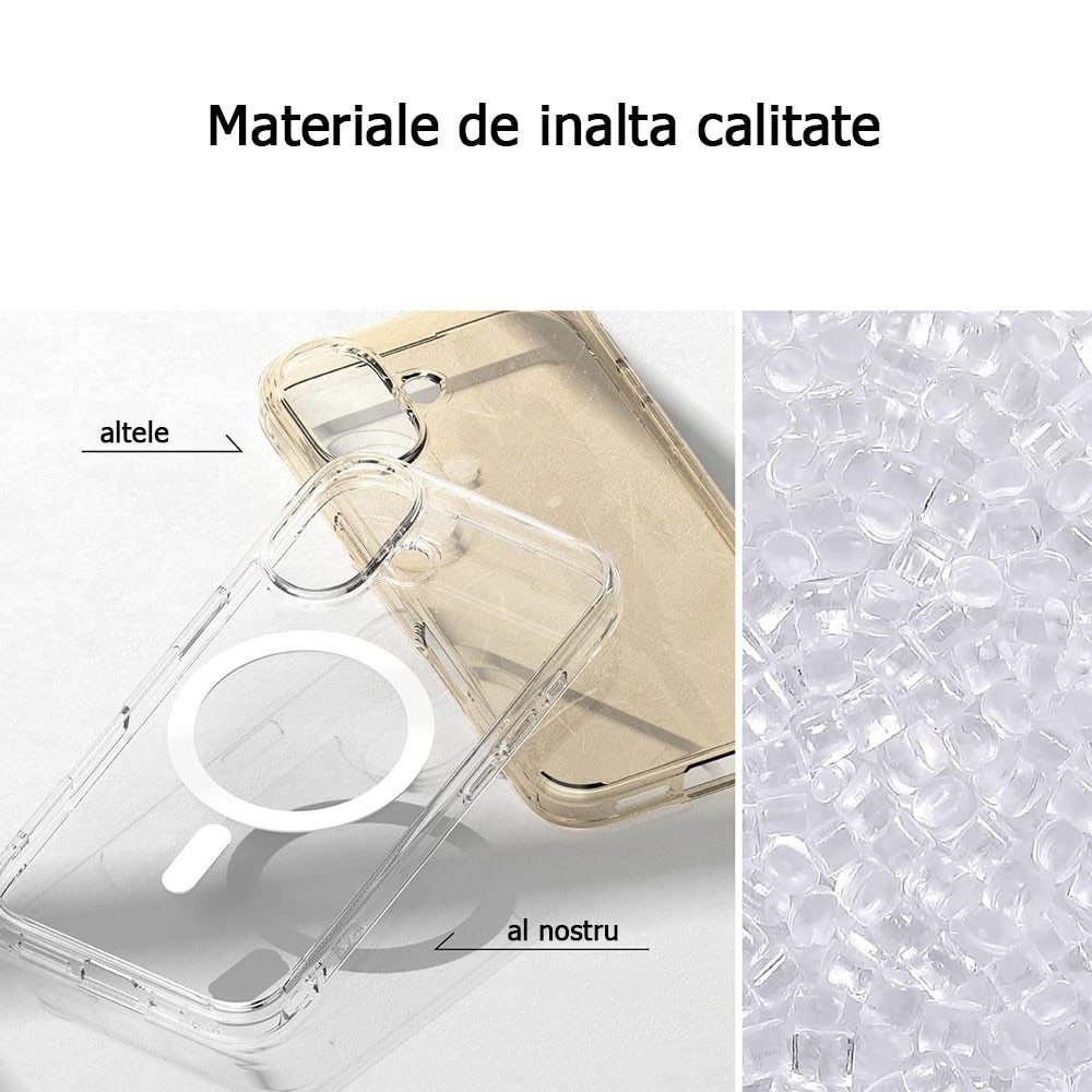 Husa de protectie, GUUIXUAN, MagSafe, Compatibil cu iPhone 16, Premium Quality, Transparent