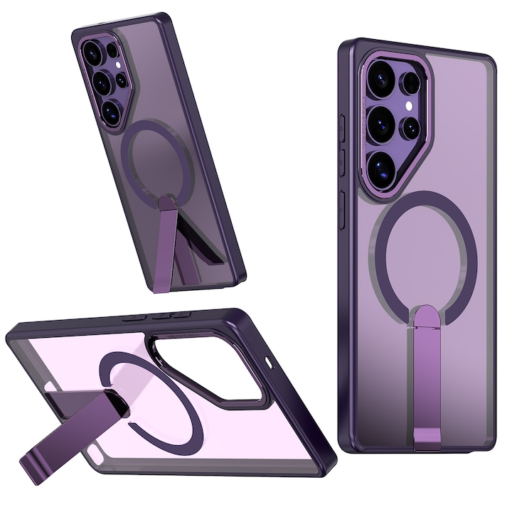Husa de protectie pentru Samsung Galaxy S24 Ultra Compatibila cu MagSafe, Kickstand Metalic, TPU + Acril, Purple – Protectie Premium si Design Elegant