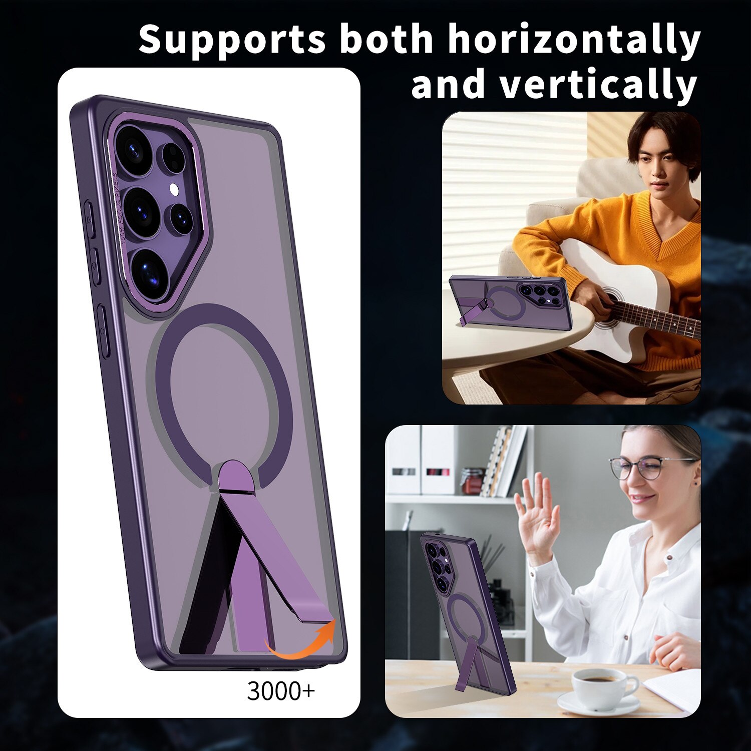 Husa de protectie pentru Samsung Galaxy S24 Ultra Compatibila cu MagSafe, Kickstand Metalic, TPU + Acril, Purple – Protectie Premium si Design Elegant