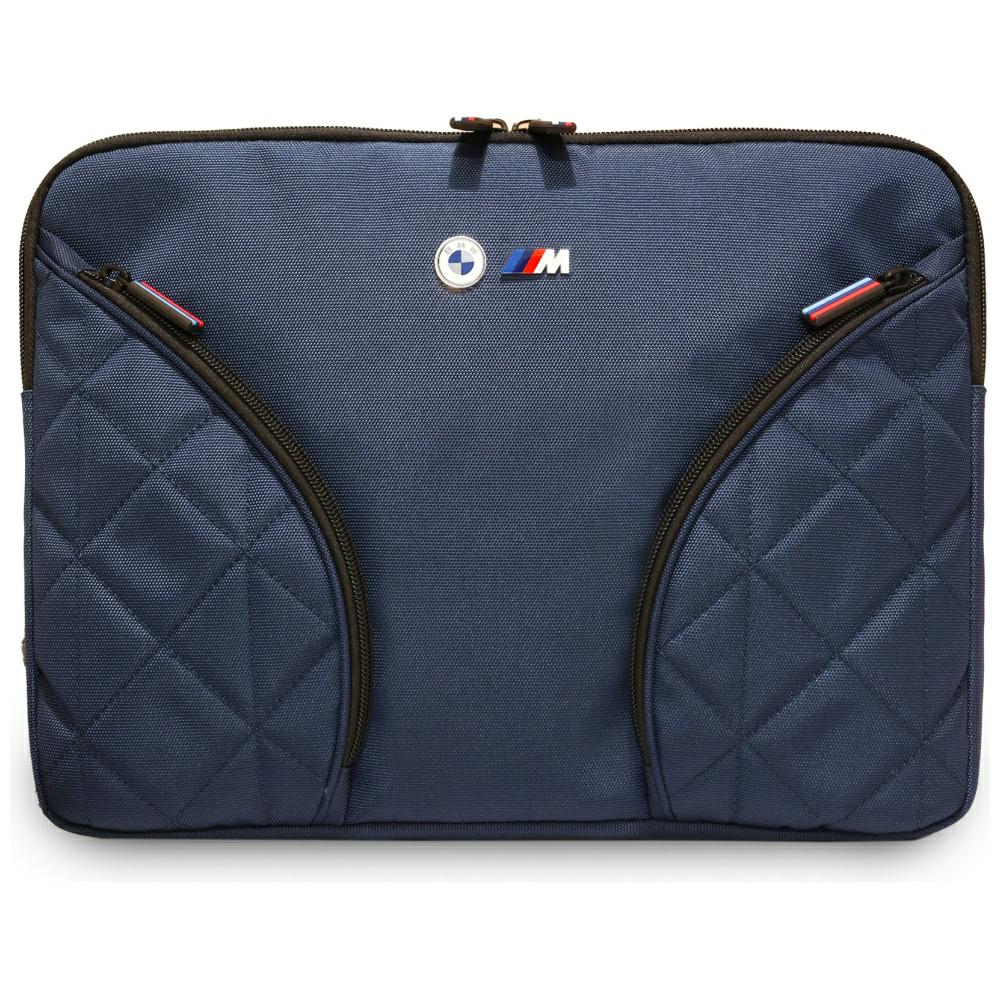 Geanta laptop BMW Nylon cu buzunare si logo metalic, 14", granat