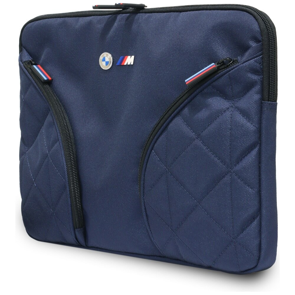 Geanta laptop BMW Nylon cu buzunare si logo metalic, 14", granat