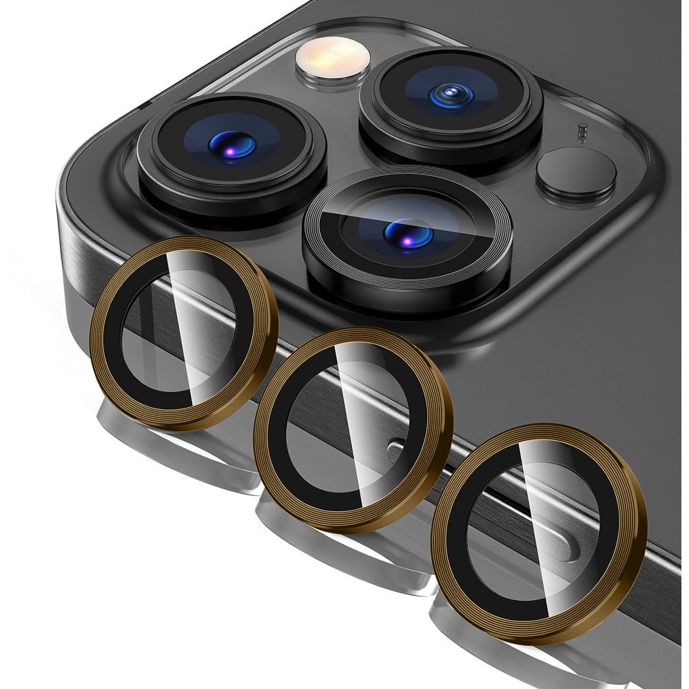 Folie Protectie Lentile Camera compatibila cu iPhone 12 Pro, CASEY STUDIOS™ MaxDefense+, Ultra HD, Protectie Profesionala Camere 3D, Anti Amprente, Anti Zgarieturi, Anti Socuri, Galben