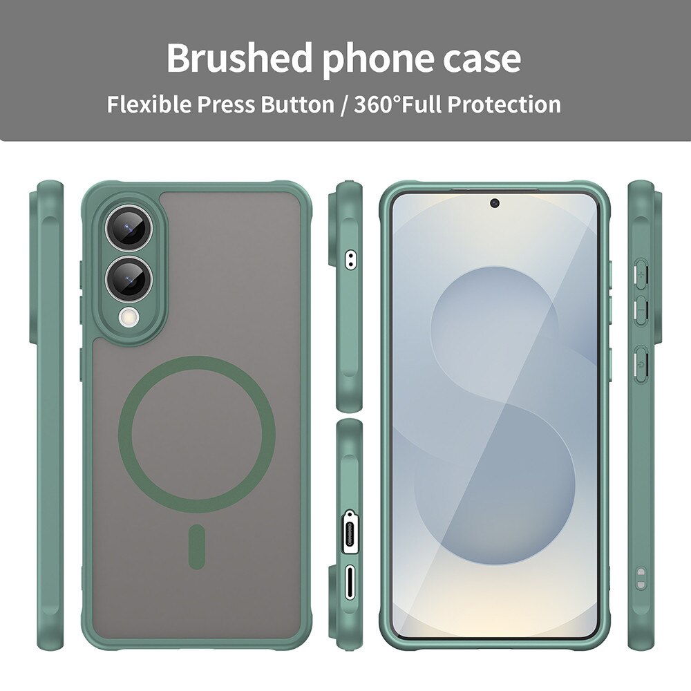 Husa Matte MagSafe pentru Samsung Galaxy S25 Edge, protectie completa, contur verde