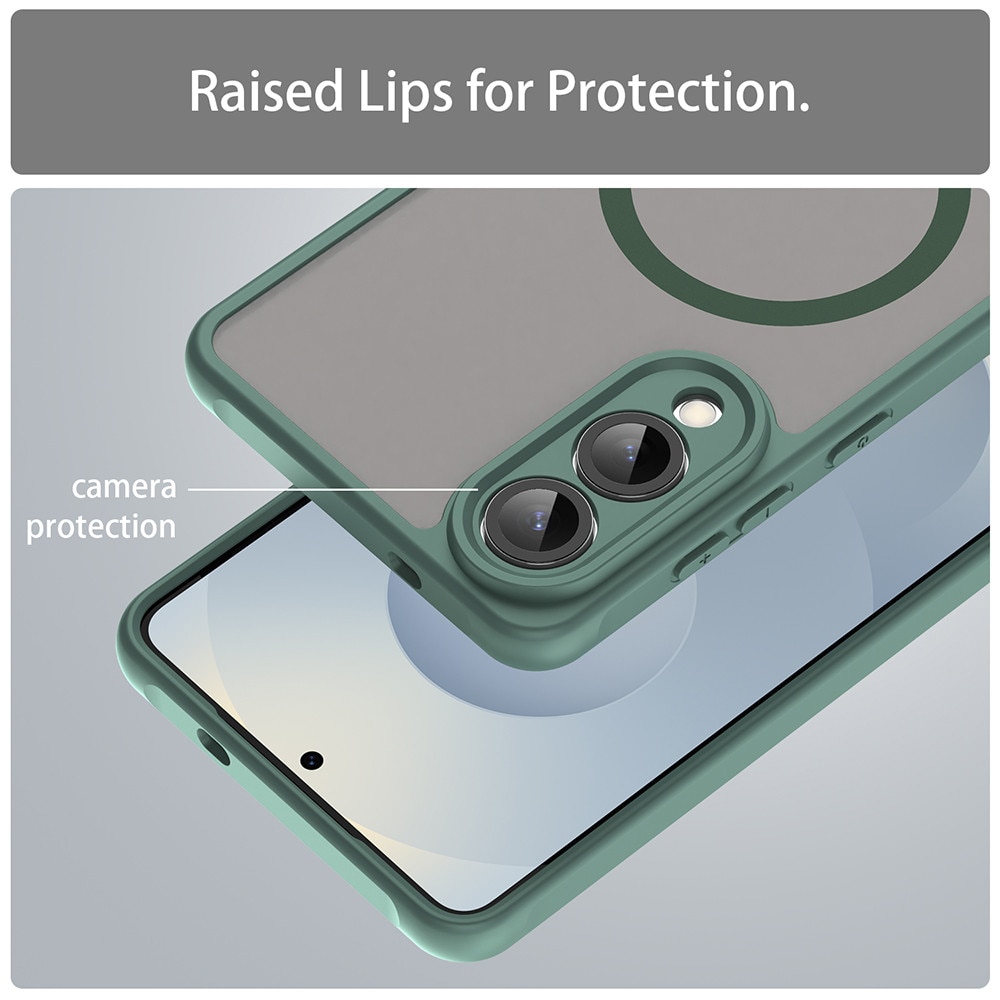 Husa Matte MagSafe pentru Samsung Galaxy S25 Edge, protectie completa, contur verde