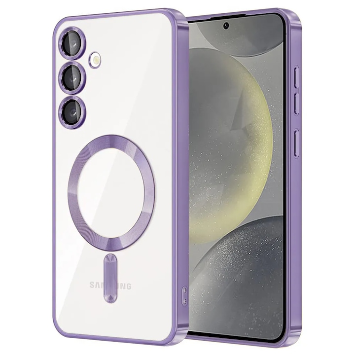 Husa compatibila cu Samsung Galaxy A17, protectie pentru camera, Tehnologie MagSafe, rezistenta la socuri, contur Mov