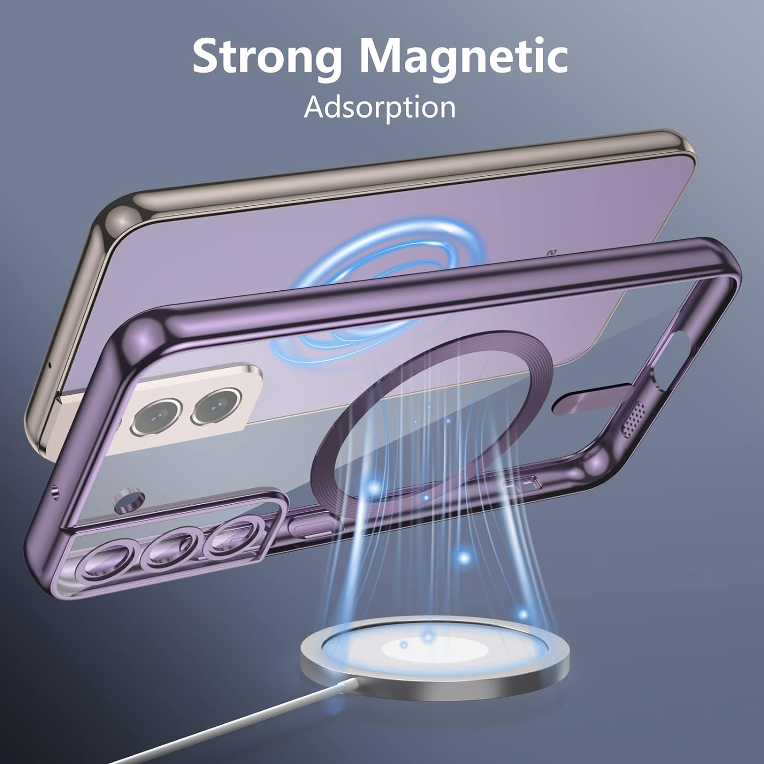 Husa compatibila cu Samsung Galaxy A17, protectie pentru camera, Tehnologie MagSafe, rezistenta la socuri, contur Mov