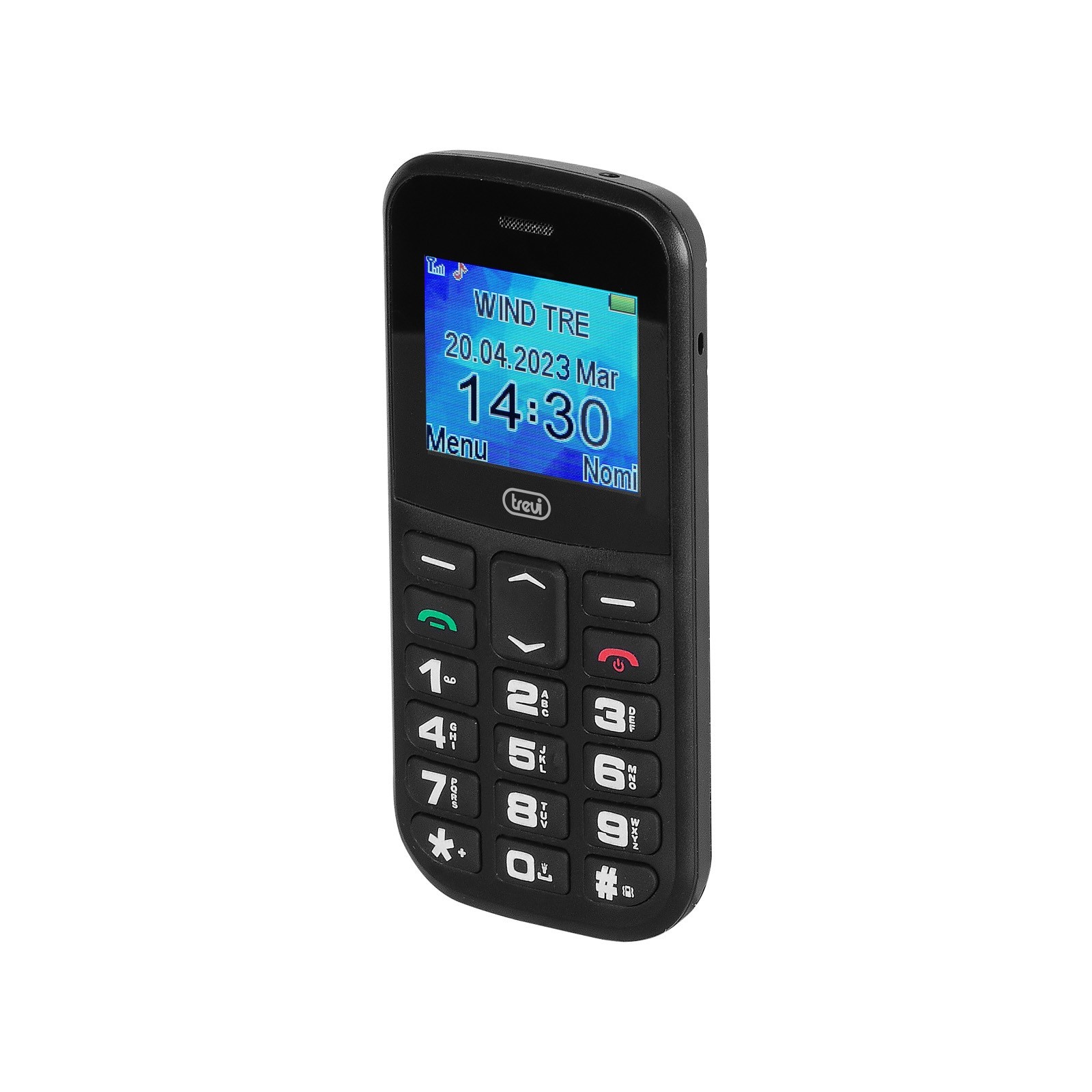 Telefon seniori butoane mari iluminate camera foto, difuzor, lanterna, agenda 150, 5 numere cu functie SOS, bluetooth, iesire casti, ceas, alarma Trevi MAX2000 negru