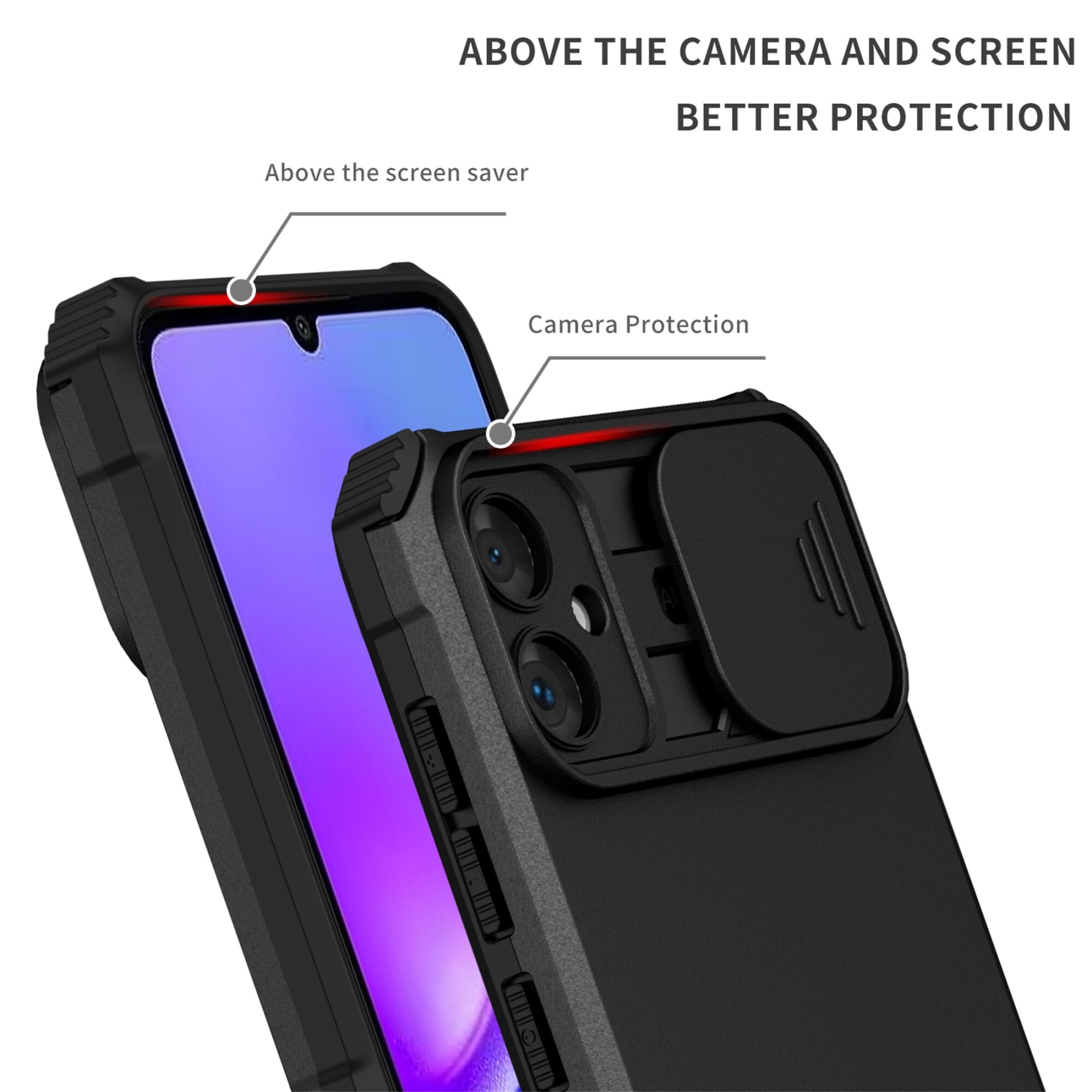 Husa telefon, pentru Samsung Galaxy A06 4G Fereastra glisanta, suport inovator, Negru mat